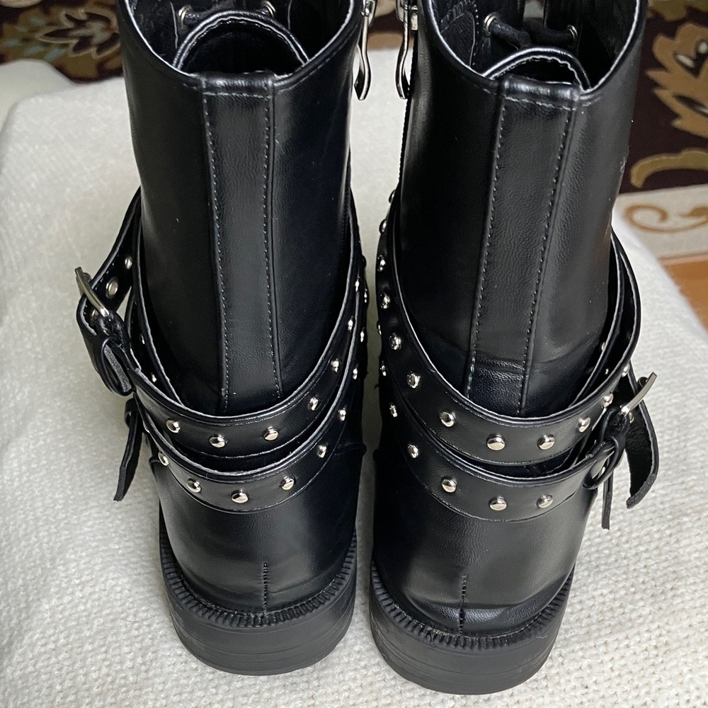 Black Studded Women's Boots - Picture 5 of 13